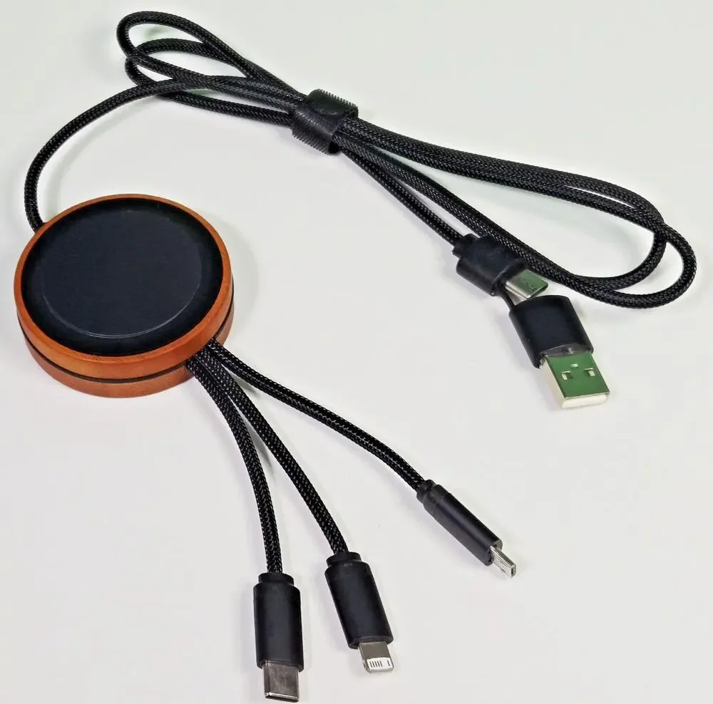 3-in-1 Charging Cable Hub + Wireless Charger USB-A USB-C 8-Pin Micro | Overstock